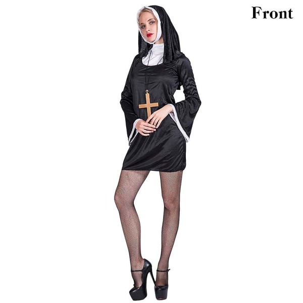 Halloween nonne Cosplay-kostyme med hette Multipurpose Cosplay-klær for fest Naughty Nun L
