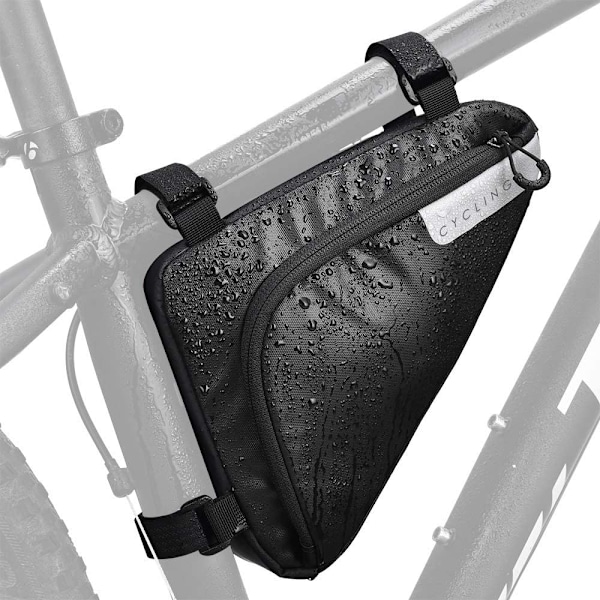 Cykelrammetaske, cykeltrekanttaske Frontrør Vandtæt vandtæt cykelpakke Strap-On opbevaringstaske (1,5L)