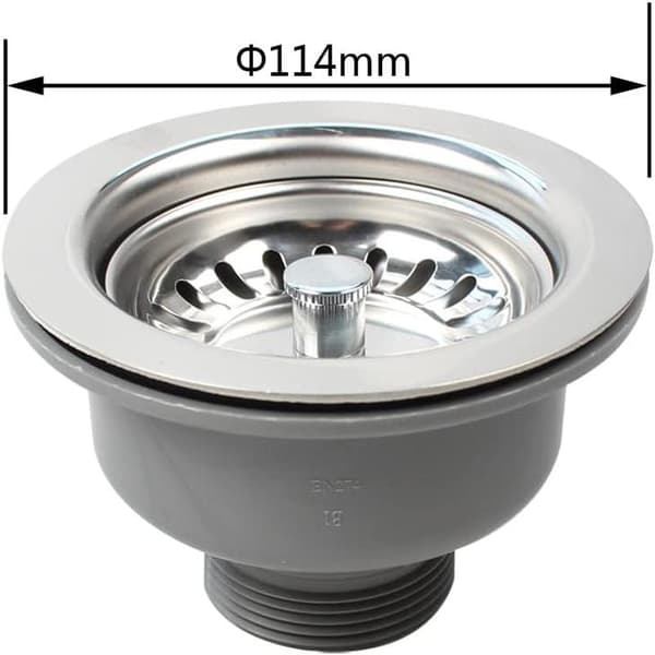 Rustfri vaskkurvsi, 114MM ventil til køkkenvask