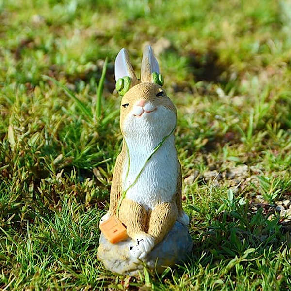 Miniatyr Fairy Garden Rabbit Statue - Mini Bag Bunny Statue