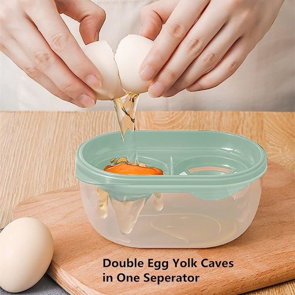 Æggeskiller med opbevaringsskål, fødevaregodkendt plast æggehvideudskiller Æggedeler Æggeudtrækker Æggeblommefilter Æggesi (grøn)
