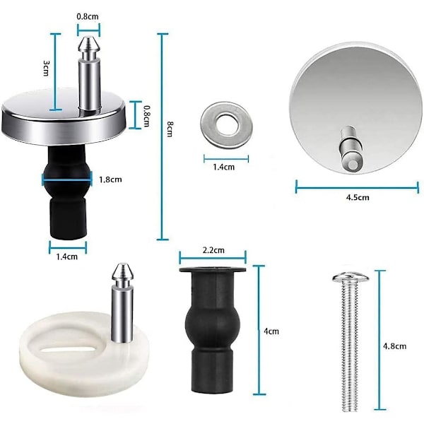 1 pari wc-istuimen pikakiinnitys yläkiinnitys kumiruuvit 45mm