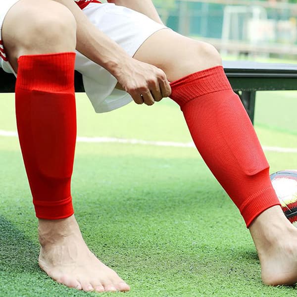 1 Par Elastiska Fotbollsbenskydd Barn Ungdom Strumpor Red