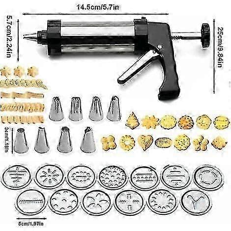 Kagepresse i rustfrit stål med 13 kageforme og 8 dyser - BPA-frit bageudstyr