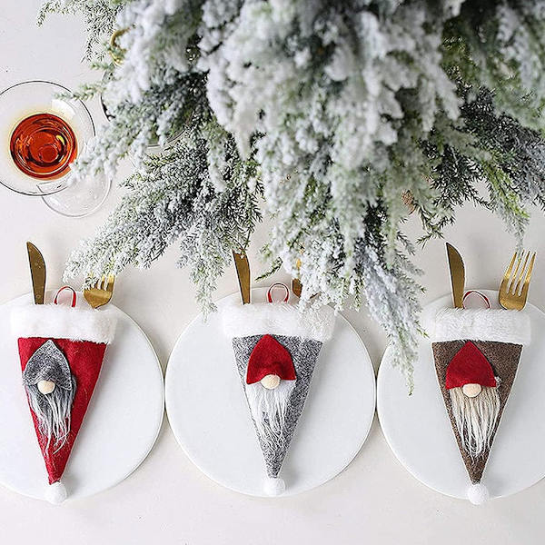 12 st julbestickshållare fickor Set, 6 Xmas servishållare