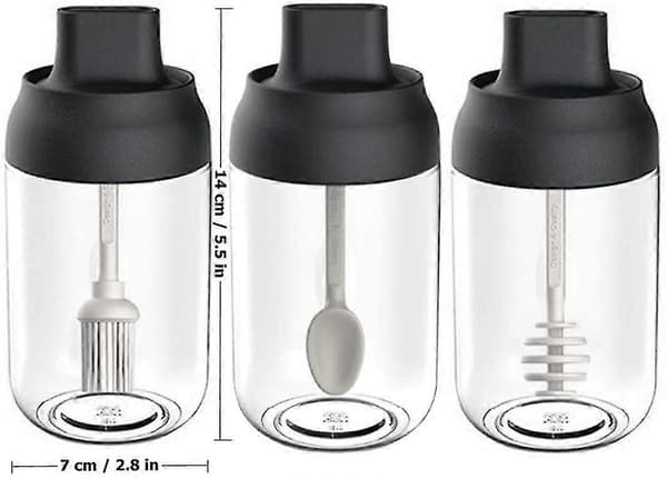 Kryddbehållare för kök 3-pack Glasburkar för kryddor Transparent förvaring Kryddburk