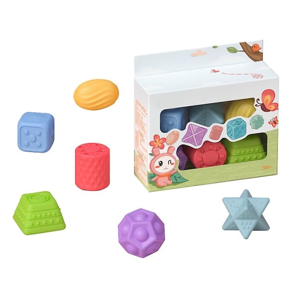 Børns tekstureret PVC-bold, 6 stykker, legetøj til babysanser, træning og massage