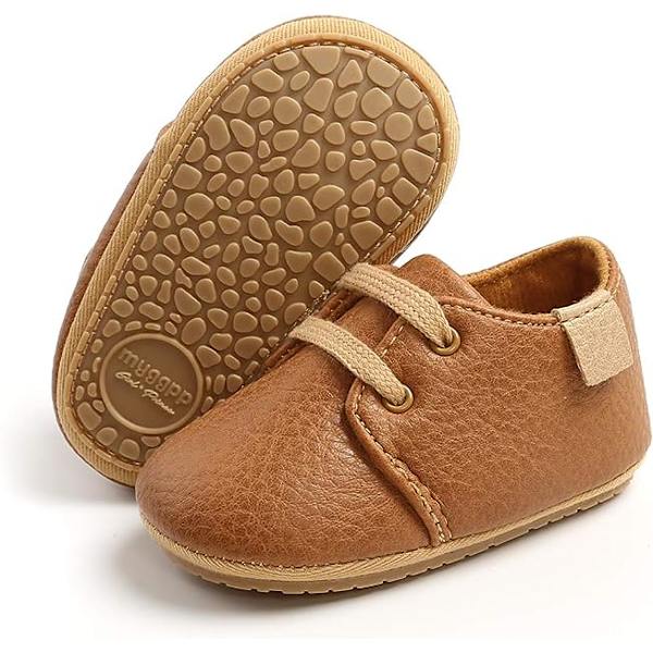Baby sportssko for menn og kvinner blonder Oxford sko baby myksåle sklisikker småbarn sko wavelet sko. Brown 6-12 Months
