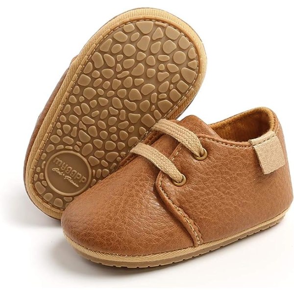 Baby urheilukengät miehille ja naisille pitsiset Oxford kengät baby pehmeäpohjaiset luistamattomat toddler kengät wavelet-kengät. Brown 6-12 Months