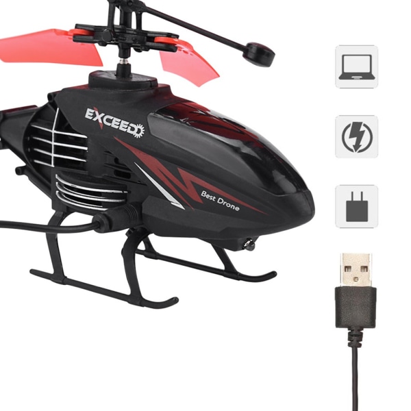 Mini RC Infrarød Induksjon Helikopter Fly Blinkende Lys Leker Julegave Red