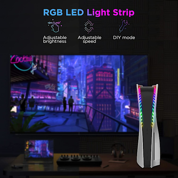 Rgb Led Light Strip kompatibel til Ps5, Led Strip med 7 farver gør-det-selv-dekor styret med app eller Ir-fjernbetjening