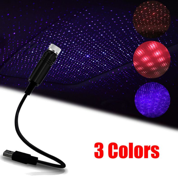 Led-auton katto tähtikirkas ilmapiiri valo USB toimiva projektorilamppu auton kattoon sisustussisustus valon autojen koristeluun tarvikkeet| | Red 02