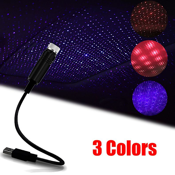 Led-auton katto tähtikirkas ilmapiiri valo USB toimiva projektorilamppu auton kattoon sisustussisustus valon autojen koristeluun tarvikkeet| | Red 04