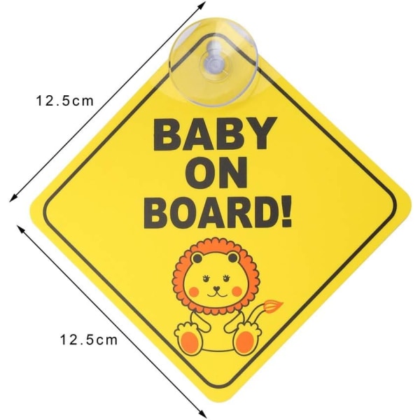 2 stk Baby on Board Car Advarsel, Baby on Board Sticker Sign for Car Advarsel med sugekopper