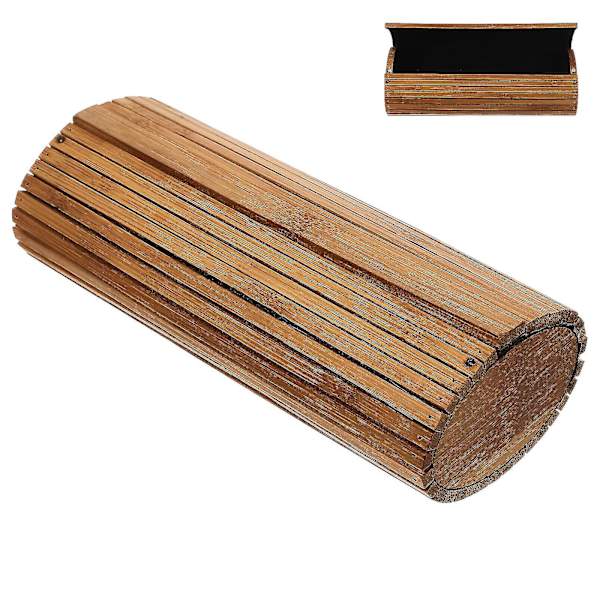 Splittersäker robust bambu glasögonlåda Bärbar handgjord oval solglasögonhållare
