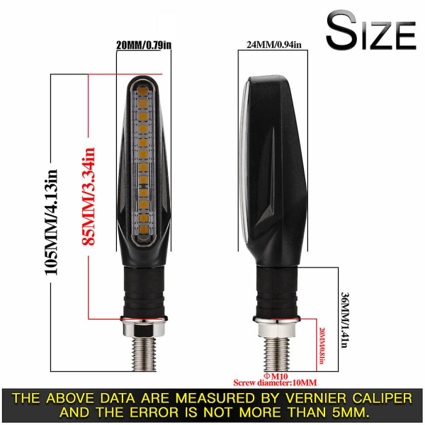 Motorsykkel Blinklys | Blinkende lys | Vannblinker | Haleblinker - 1/2 stk 1Pc