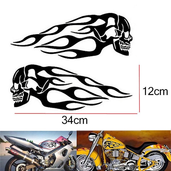 Moottoripyörän suojaus - 2 kpl/pari Universal Motorcycle Front Decals Tarrat Auto 2pcs-  skull black
