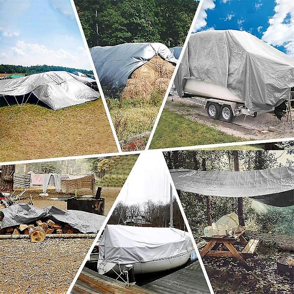 Kraftig förstärkt presenning Vattentät Poy Tarpround Heet Campingtält Cover med ögla 2X2M