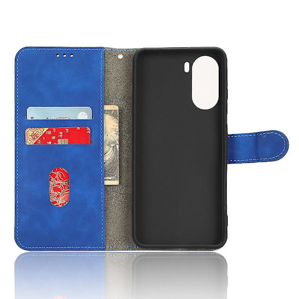 För Zte Blade V40 Design Anti-drop Tpu+pu Läder Phone case Stativ Plånbok Skin-touch Feeling Cover Blue