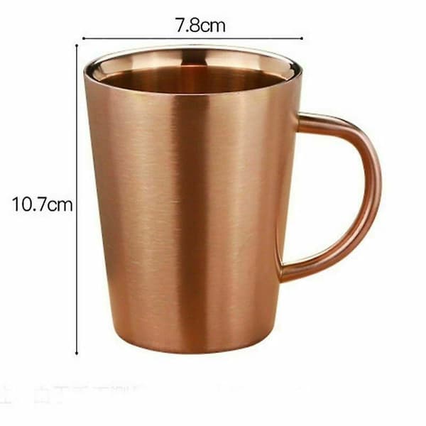 1 X 304 Rostfritt Stål Kopparpläterad Mugg Dubbelvägg Kaffe Öl Te 340mlab