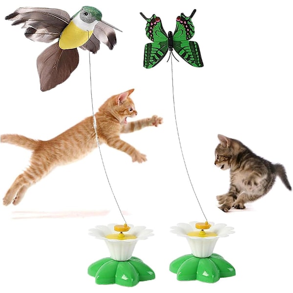 Elektrisk fågelkattleksak, interaktiv fågelleksak för katter, roterbar elektrisk flygande fågelkattleksak, simuleringsfjärilkattleksak Birdie x Butterfly