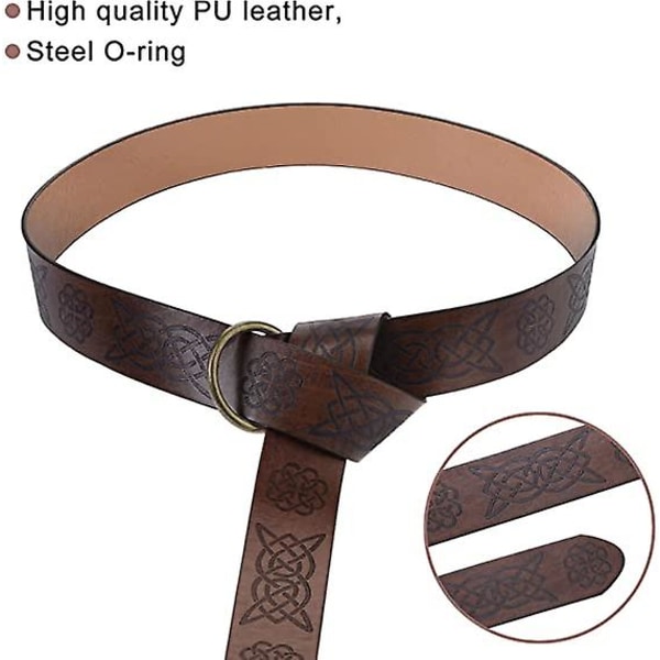 Medieval Halloween Viking Belt Medieval Knight Pu Leather O Ring Belt Viking Renaissance Reenactment Costume Accessory