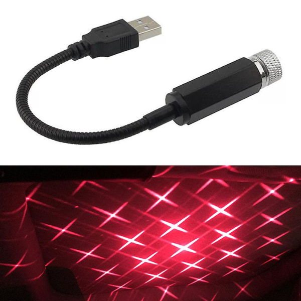 Led biltak stjärnklar atmosfär ljus USB driven projektorlampa bil tak inredning ljus auto dekoration tillbehör| | Red 02