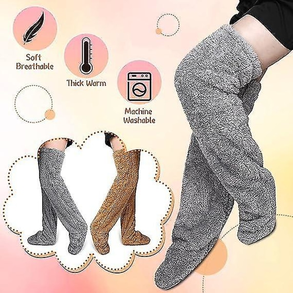 Over Knee High Fuzzy Socks Plysch Furry Long Ben Warmers Grey