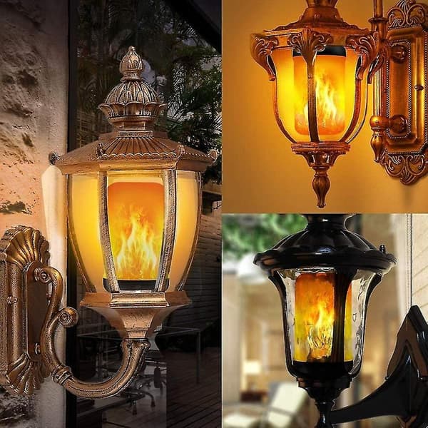 LED Flameffekt Pære, Oppgradert 4 Moduser Flimrende Ild Julelys, E26