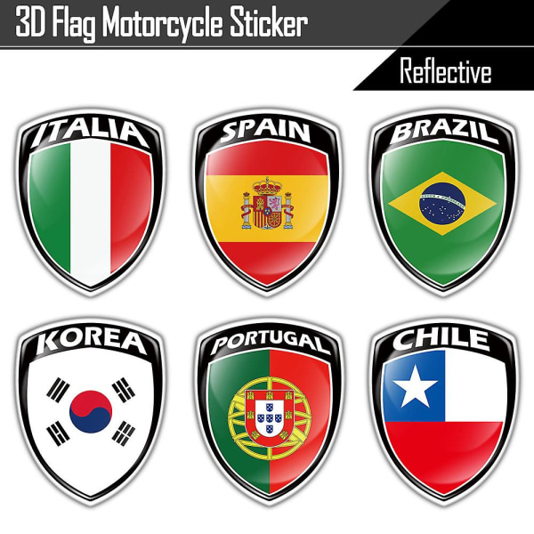 3d reflekterande flagga Dekal Motorcykeldelar Bildekal Uk Italien Frankrike Ryssland Spanien Brasilien Sydkorea Japan Chile Usa Portugal - Dekaler &amp; Klistermärken