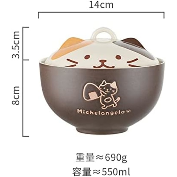 Katter Skål Hushållssoppskål Instant Nudelskål Mikrovågsugn Matlagningsskål Keramikskål (Färg: B, Storlek: En one size)