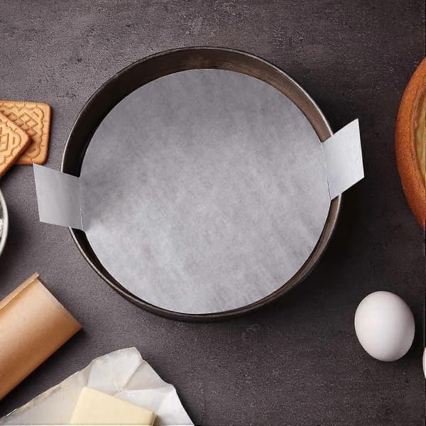 120 Stykker Forhåndskuttede Sirkel Kakeformforinger Runde Bakepapir Non-stick Bakepapir Med Løftetapper For Baking (hvit)