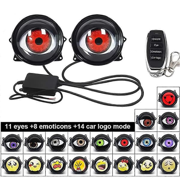 Devil Eye LED-lys til bilforlygte eftermontering Dynamisk linsestil 6 tilstande Fjernbetjening DRL Accentlampe D