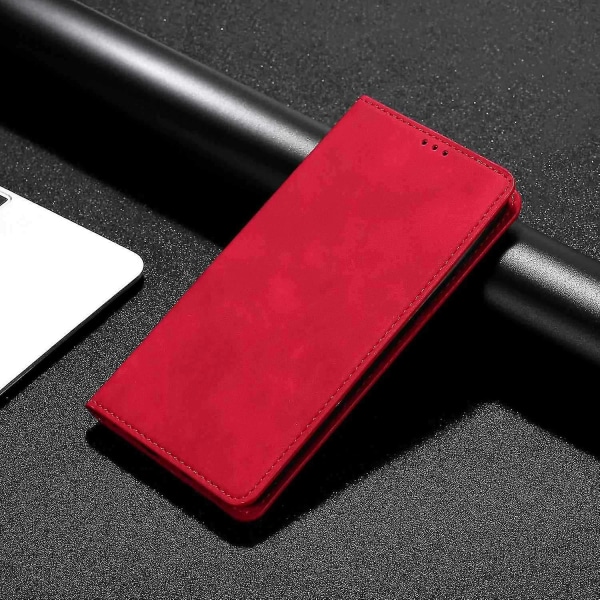 För Oppo A57s 4g / A57e 4g / A57 4g Magnetisk Autoabsorberad anti-scratch Phone case Stativ Pu Läder Red