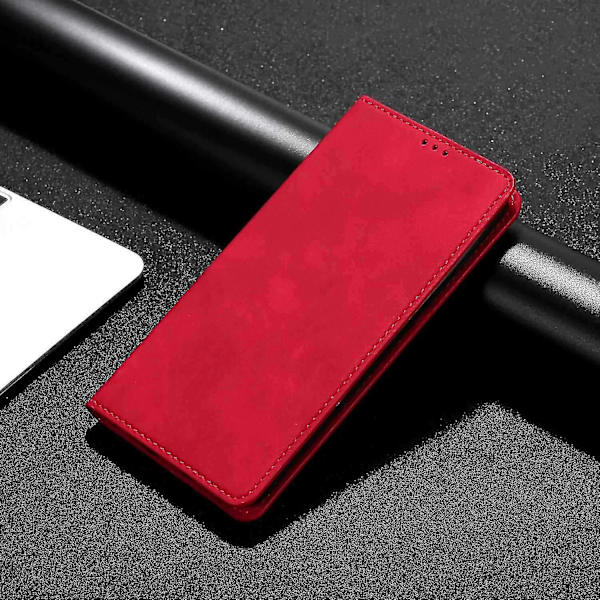 Oppo A57s 4g / A57e 4g / A57 4g Magneettinen automaattisesti imeytyvä anti-scratch phone case jalusta Pu nahka Red