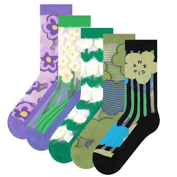 Damstrumpor i ull, sommargenomskinliga tunna mesh spets elastiska Jacquard kristallglasstrumpor