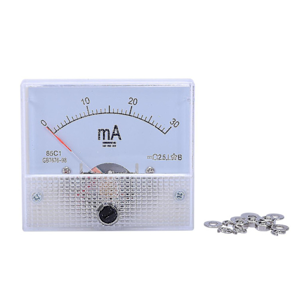 Dc 0-30ma Analog ström Panelmätare Amperemeter 85c1 30ma, vit