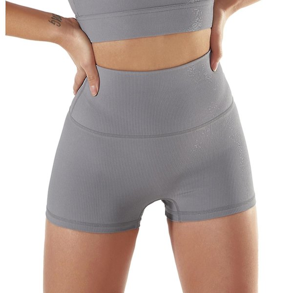 Naisten korkeavyötäröinen Booty Joogashortsit Kesä Biker Shortsit Urheilulliset Leggingsit Lyhyet Housut Harjoitukseen Juoksu Kuntosali Fitness Jooga Extreme Grey L