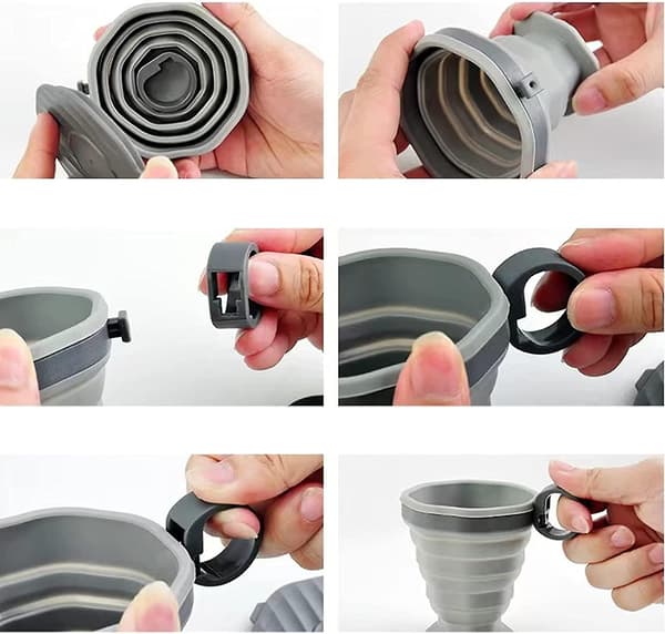 Silikon Hopfällbar Resemugg, Portabel Camping Expandable Drickmugg