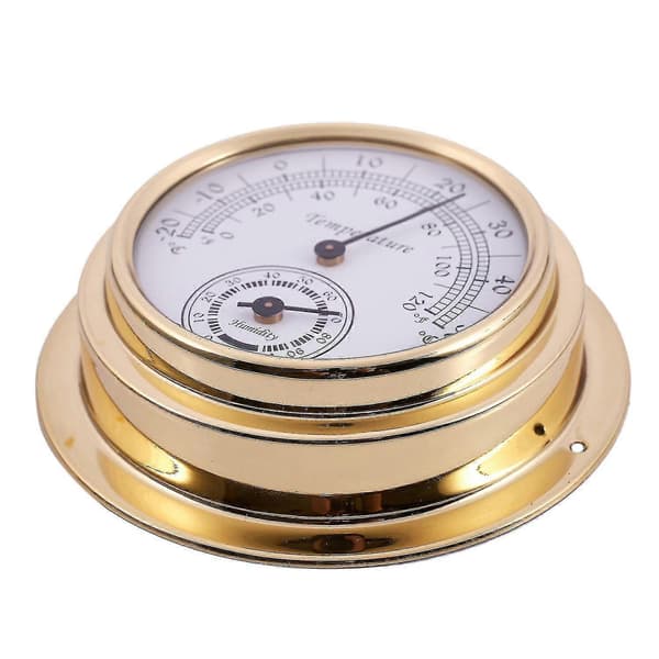 Digitalt termometer hygrometer barometer klokke værstasjonssett 2 stk Gold