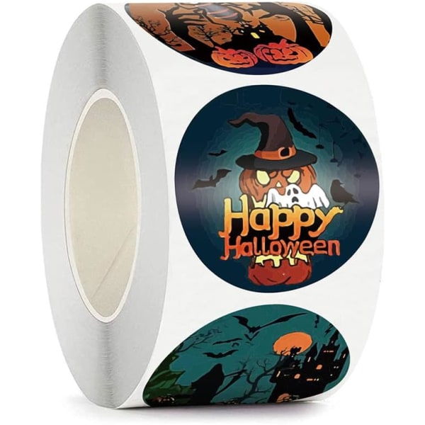 500 st 1,5 tum Happy Halloween Kids Stickers Tack Pumpa dekorativa klistermärken Etiketter Kuvert Seal Stickers för Halloween festdekorationer
