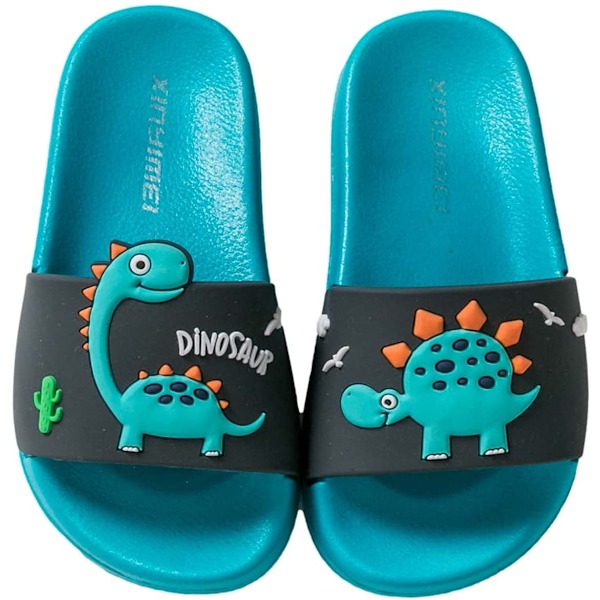 Pojkar Flickor Slide Sandaler Söt tecknad dinosaurie Barn Anti-Slip Beach Sommar Tofflor Dusch Pool Skor（Inre längd 16 cm）