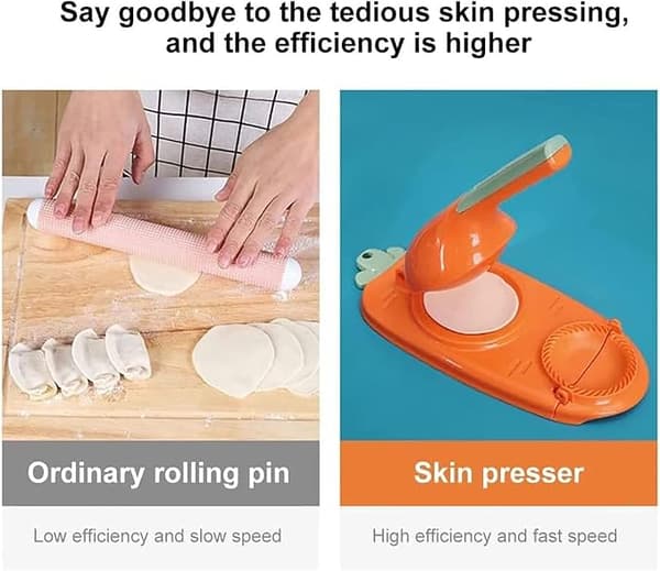 2 i 1 Dumpling Maker, DIY Dumpling Maker Mold Dumpling Wrapper Maker, Kreativ Dumpling Making Tool (Oransje)