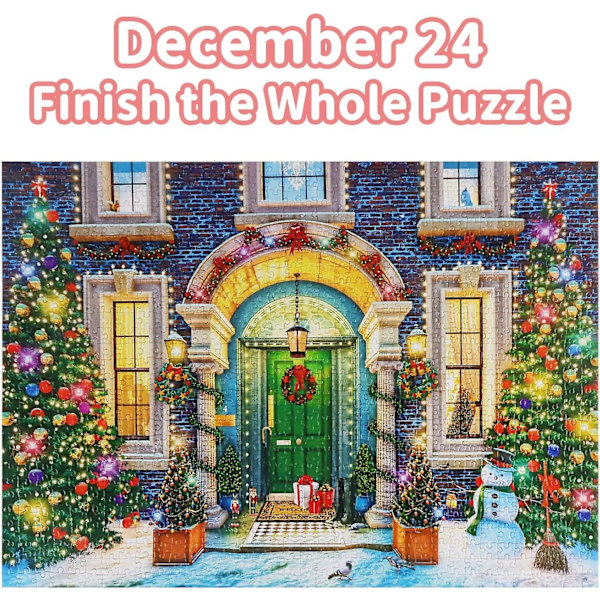 Juladventskalenderpussel 1008 st, 24 dages adventskalender 2023 julpussel, julklapp till barn C