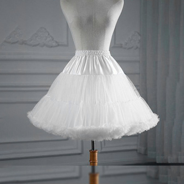 Kvinnor Underkjol Pettiskirt Plisserad Knälång Tutu Underkjol Tyll Underkjol För Bröllopsklänning Cosplay Födelsedagsfest White 55cm