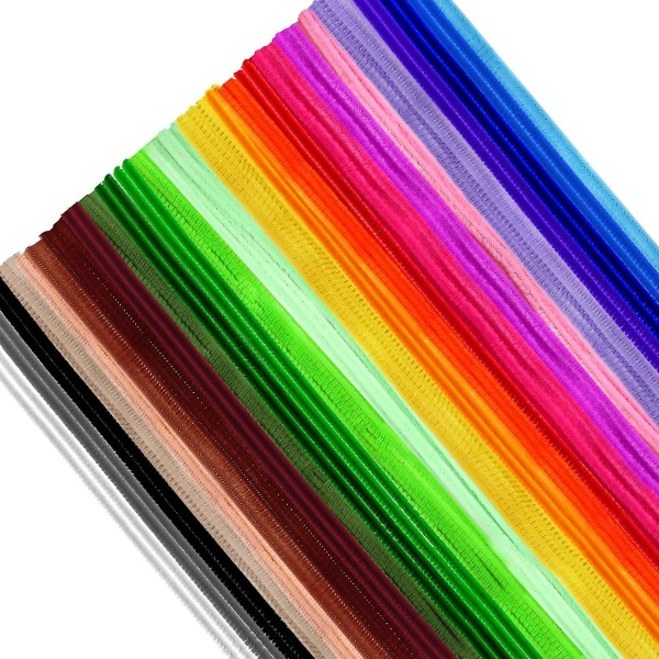 Paket med 400 flerfärgade piprensare (chenillestammar, 30 cm långa) för hantverk