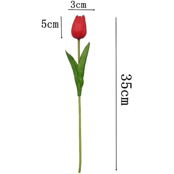 10 stk Imponerende realistisk Touch Pu kunstig tulipanbukett med stilk-gul red