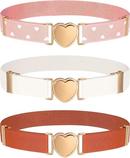 3 stk jentebelte barn elastisk stretchbelte justerbare stretchbelter elastisk hjerte barn belte for jenter