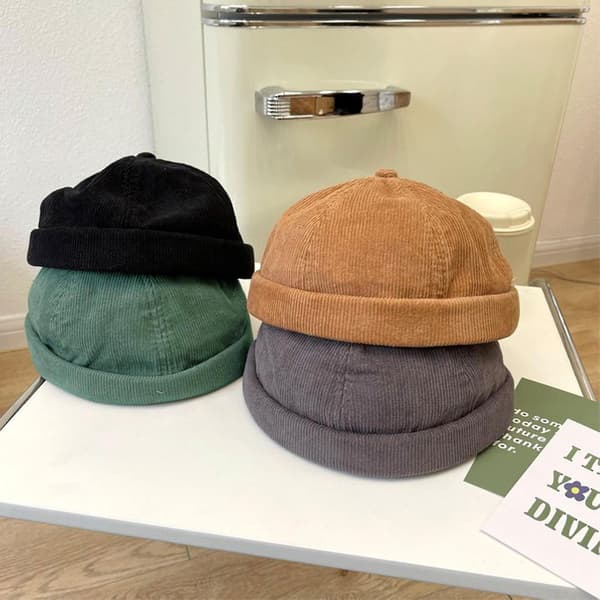 Retro Brimless Fløjls Hat Med Justerbar Arbejder Hat Hispter Hat Docker Kasket - Superb Gray
