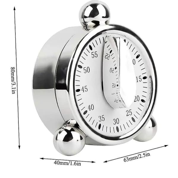 60 minuters kökstimer, mekanisk timer för barn, manuell timer för matlagning, inlärning (silver) (hy)